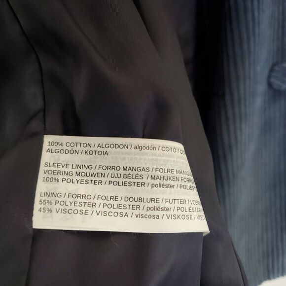 MANGO blue Pan Structured Corduroy Blazer size 6 - Picture 6 of 9